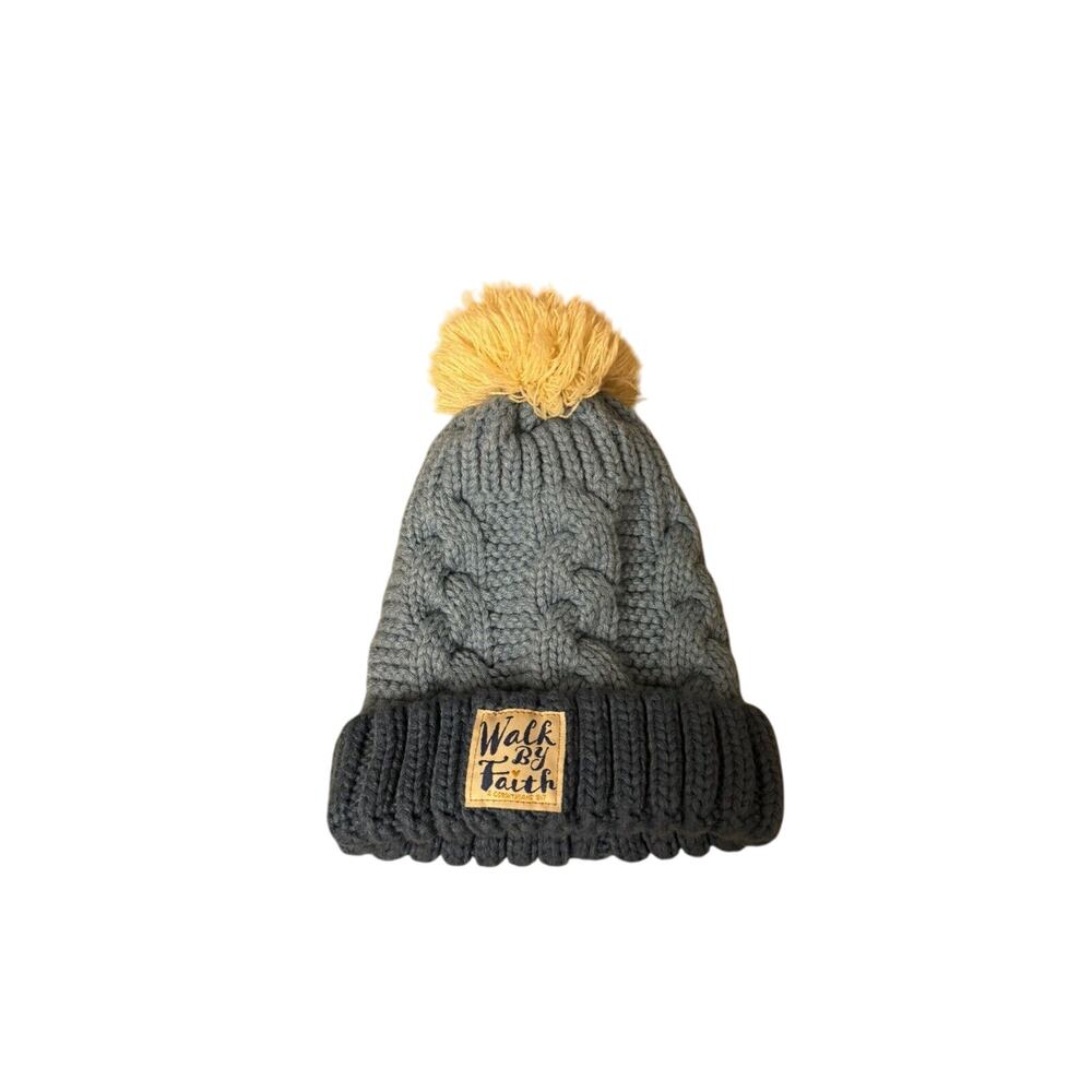 Women's Walk By Faith Blessed Girl blue and cream beanie cap hat